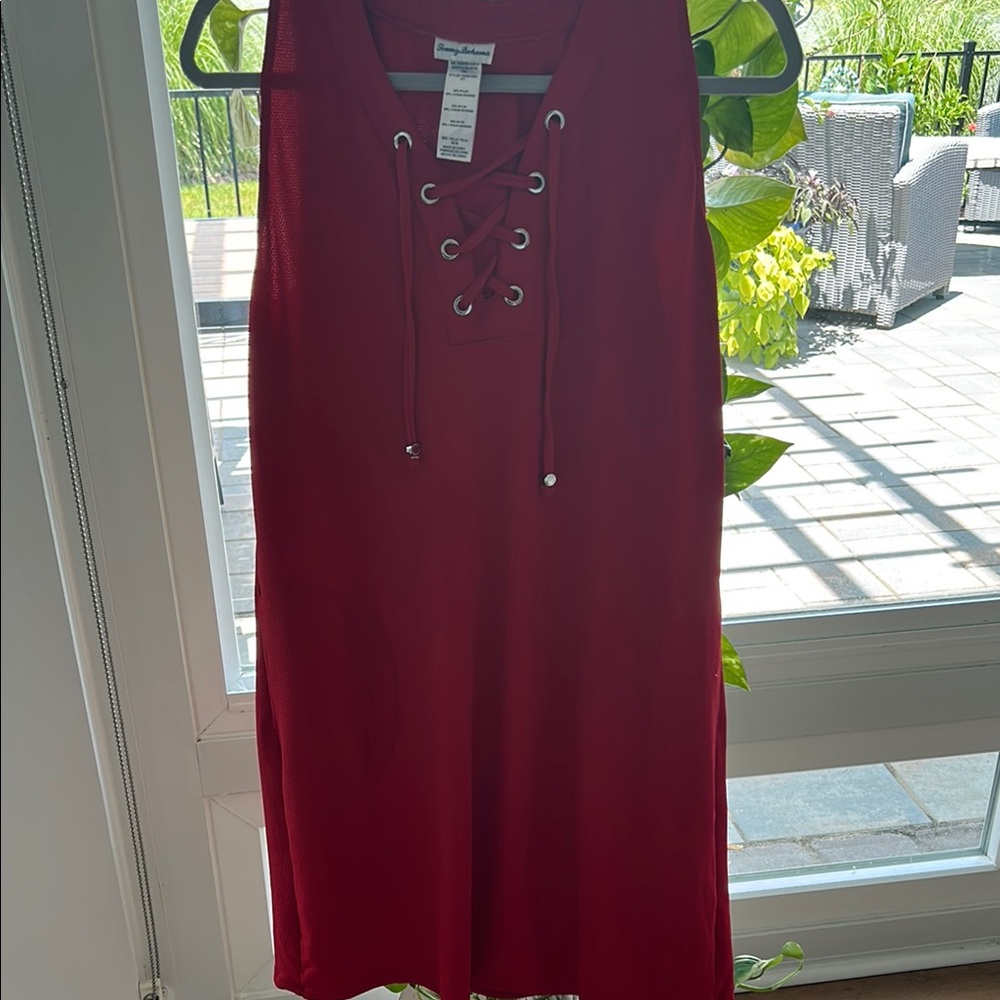 Tommy bahama Red Lace-Up swim cover up Dress